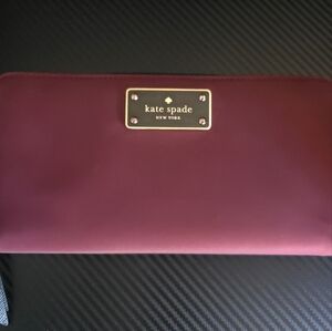 Kate Spade Large Zip Around Nylon Continental Wallet Purple & Black 8×4
